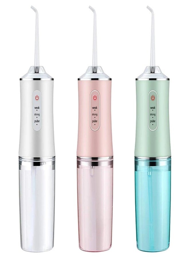 HEEJ Portable Oral Irrigator, Rechargeable Water Flosser with 3 Modes, 300ml Tank, USB Charging, Multiple Tips for Teeth and Braces, White/Pink/Green - Image 2
